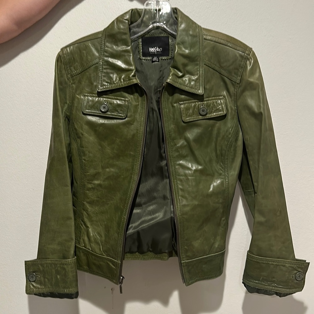 Mossimo Olive Green Leather Jacket